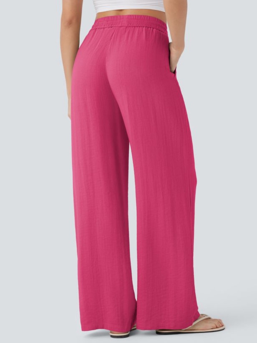 Halara Wide-Leg Drawstring Pants in Raspberry Pink, new - Picture 2 of 12
